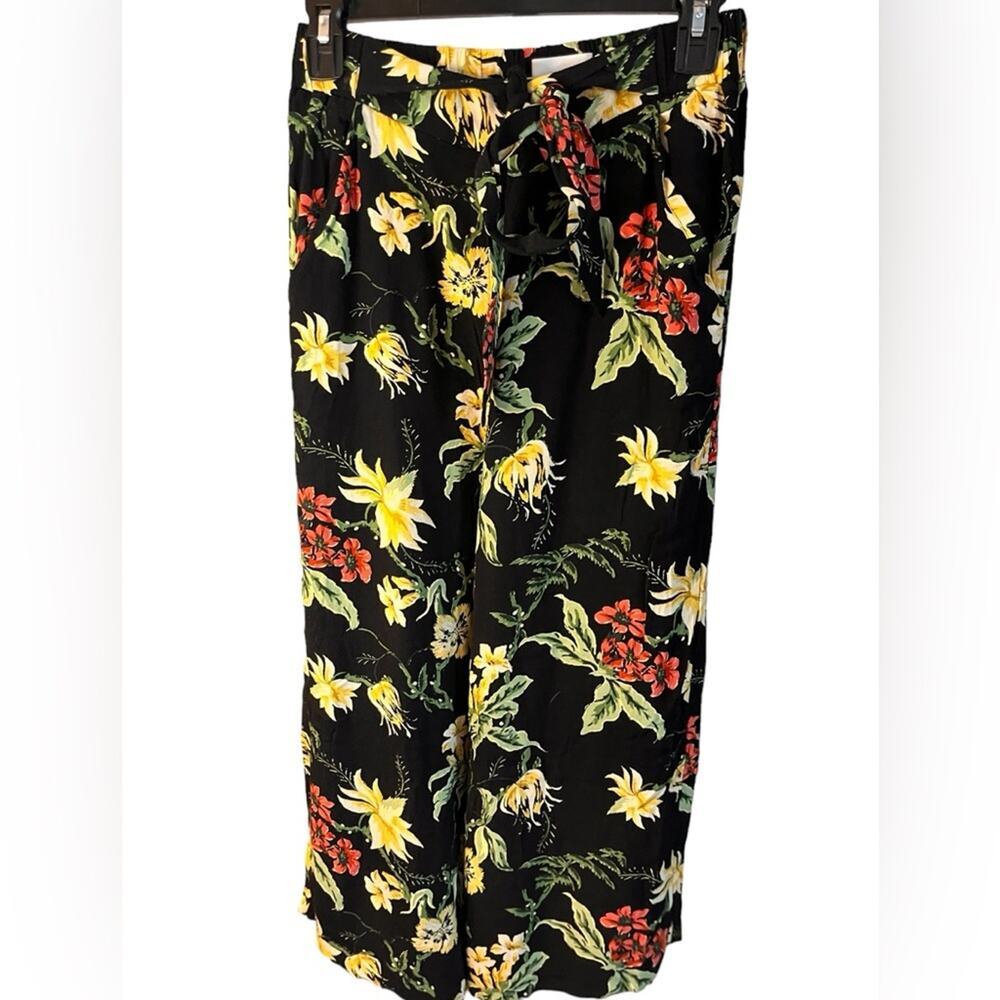 Aritzia Wilfred Black Floral Wide Leg Pants size small